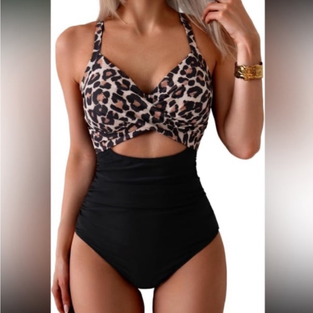 Eomenie Women's One Piece Swimsuit Tummy Control Cutout High Waisted NWT M